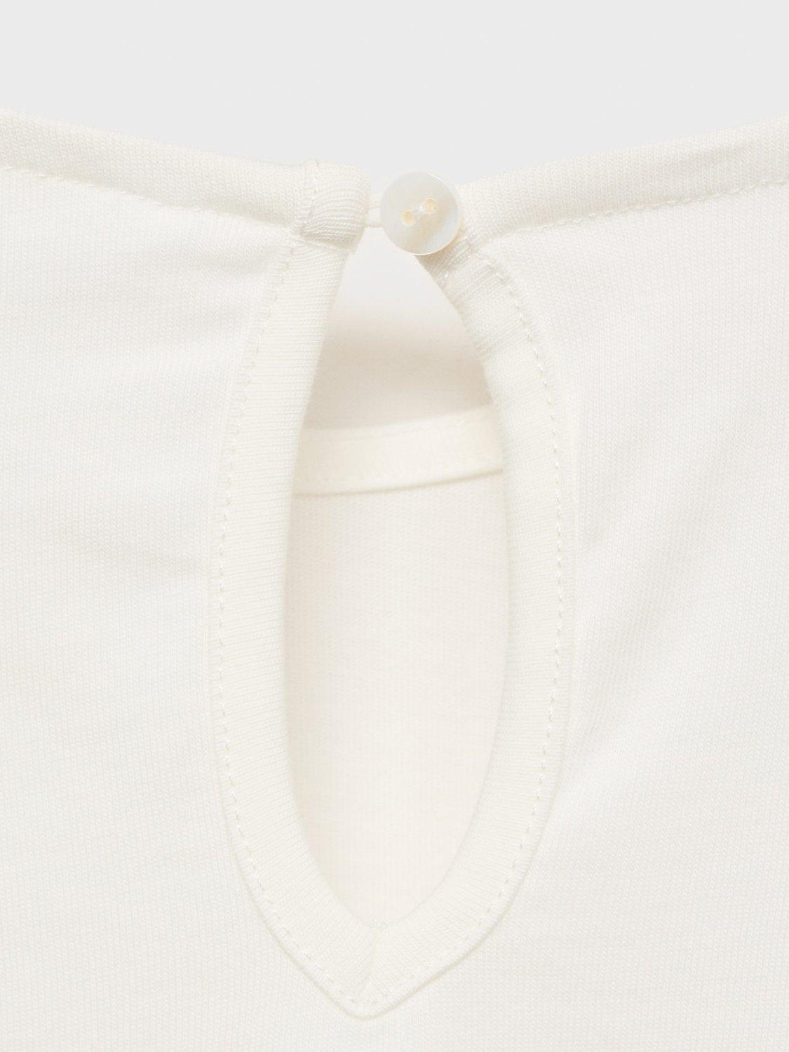 Product image 3 of 4, which shows Mango Kids' Globi Embroidered Puff Sleeve Tee, White, 9-10 years