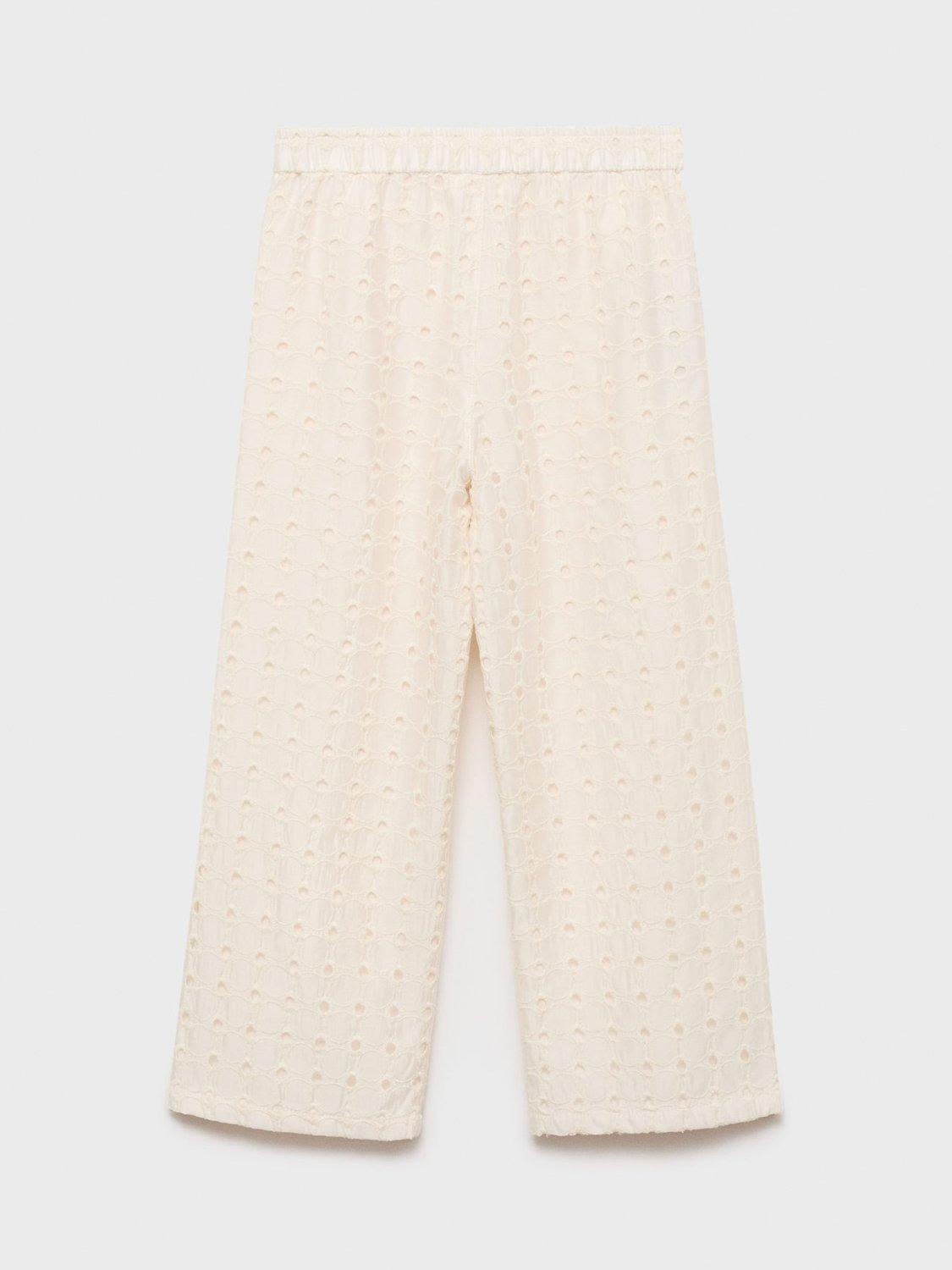 Product image 2 of 4, which shows Mango Kids' Fina Embroidered Culottes, Cream, 5-6 years