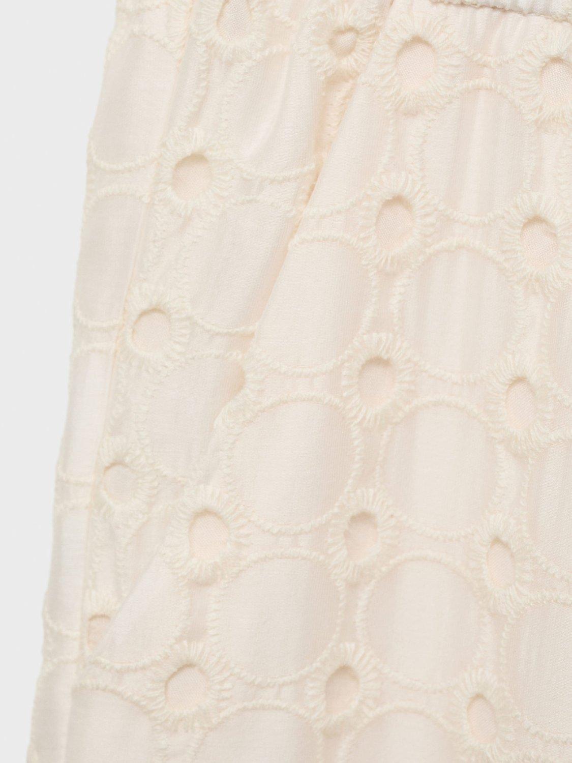 Product image 4 of 4, which shows Mango Kids' Fina Embroidered Culottes, Cream, 5-6 years