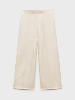 Mango Kids' Marisol Shimmer Wide Leg Trousers, Light Beige, Light Beige