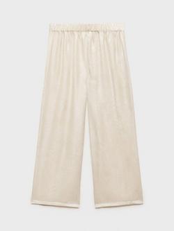 Mango Kids' Marisol Shimmer Wide Leg Trousers, Light Beige - view 2, Light Beige