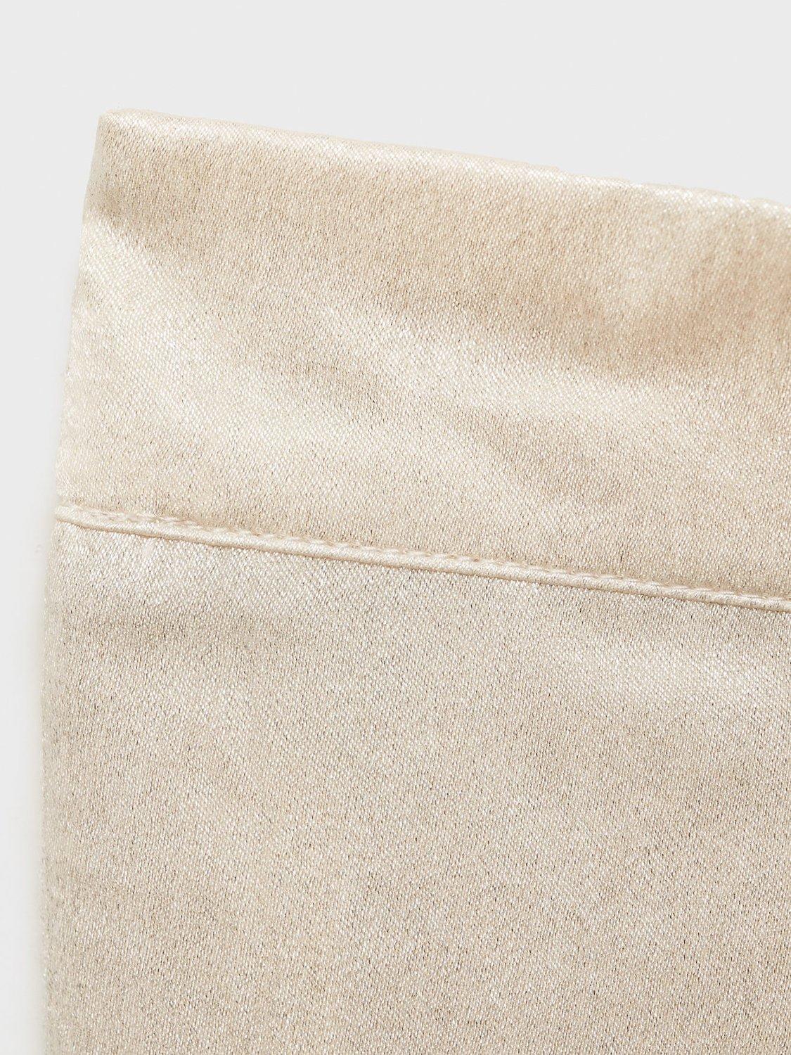 Product image 4 of 4, which shows Mango Kids' Marisol Shimmer Wide Leg Trousers, Light Beige, 11-12 years