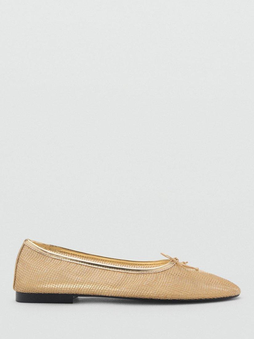 Mango Amelia Woven Ballerina Pumps, Gold