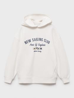 Mango Kids' Routes Hoodie, White, White