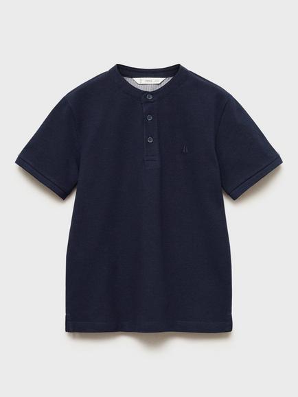 Mango Kids' Hanoi Round Neck Polo Shirt, Navy