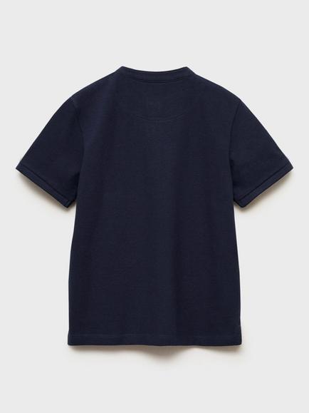 Mango Kids' Hanoi Round Neck Polo Shirt - view 2, Navy