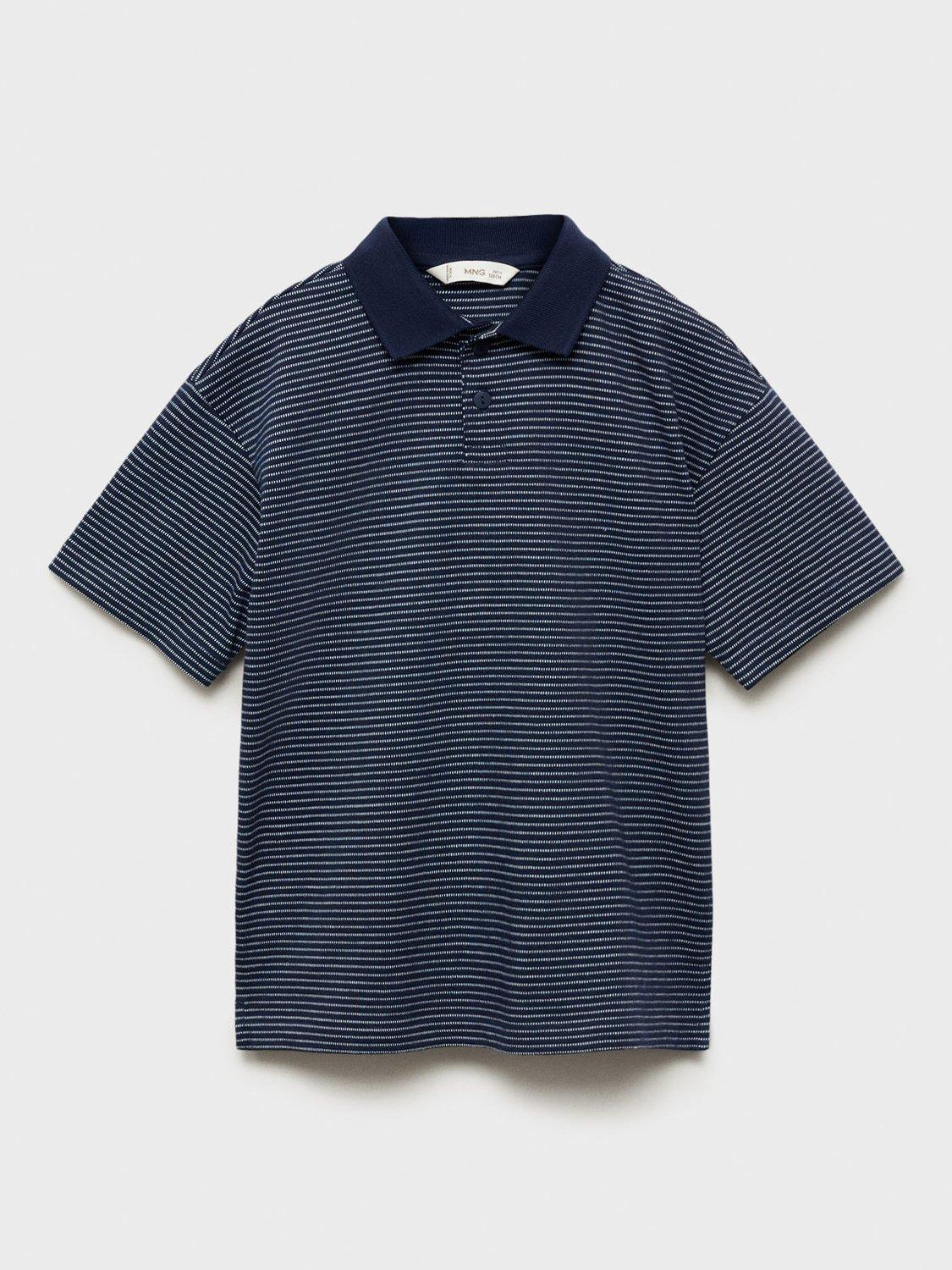 Product image 2 of 6, which shows Mango Kids' Sunday Stripe Polo Shirt, Navy, 11-12 years