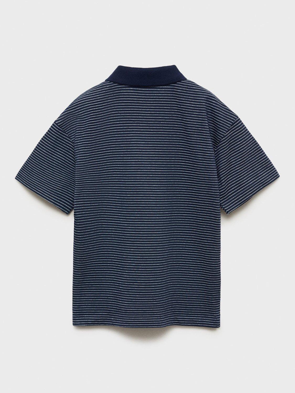 Product image 3 of 6, which shows Mango Kids' Sunday Stripe Polo Shirt, Navy, 11-12 years