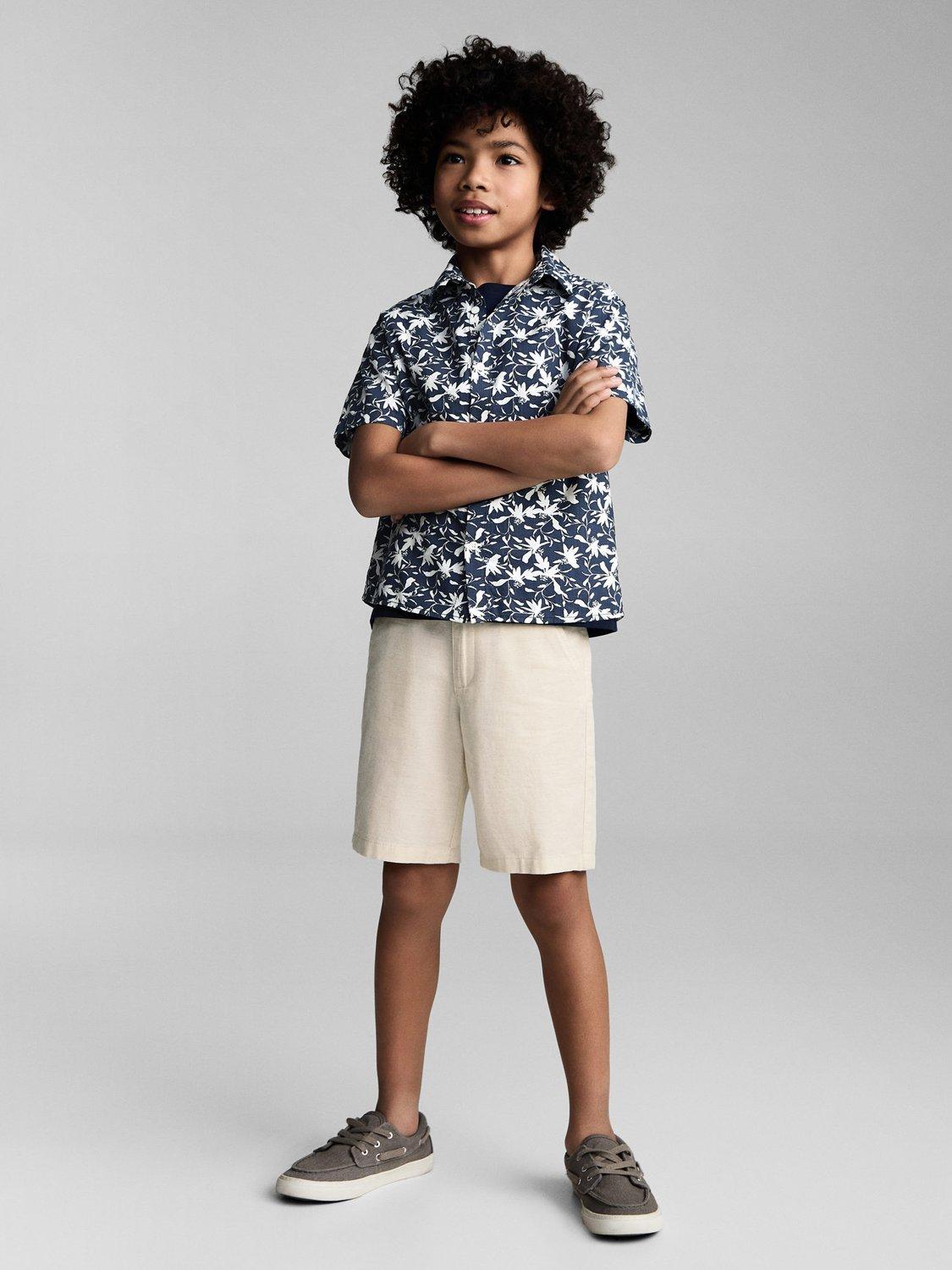Product image 1 of 5, which shows Mango Kids' Calatea Cotton Chino Shorts, Light Pastel Brown, 7 years