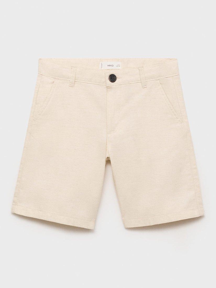 Product image 3 of 5, which shows Mango Kids' Calatea Cotton Chino Shorts, Light Pastel Brown, 7 years