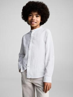 Mango Kids' Albert Linen Cotton Blend Shirt, White