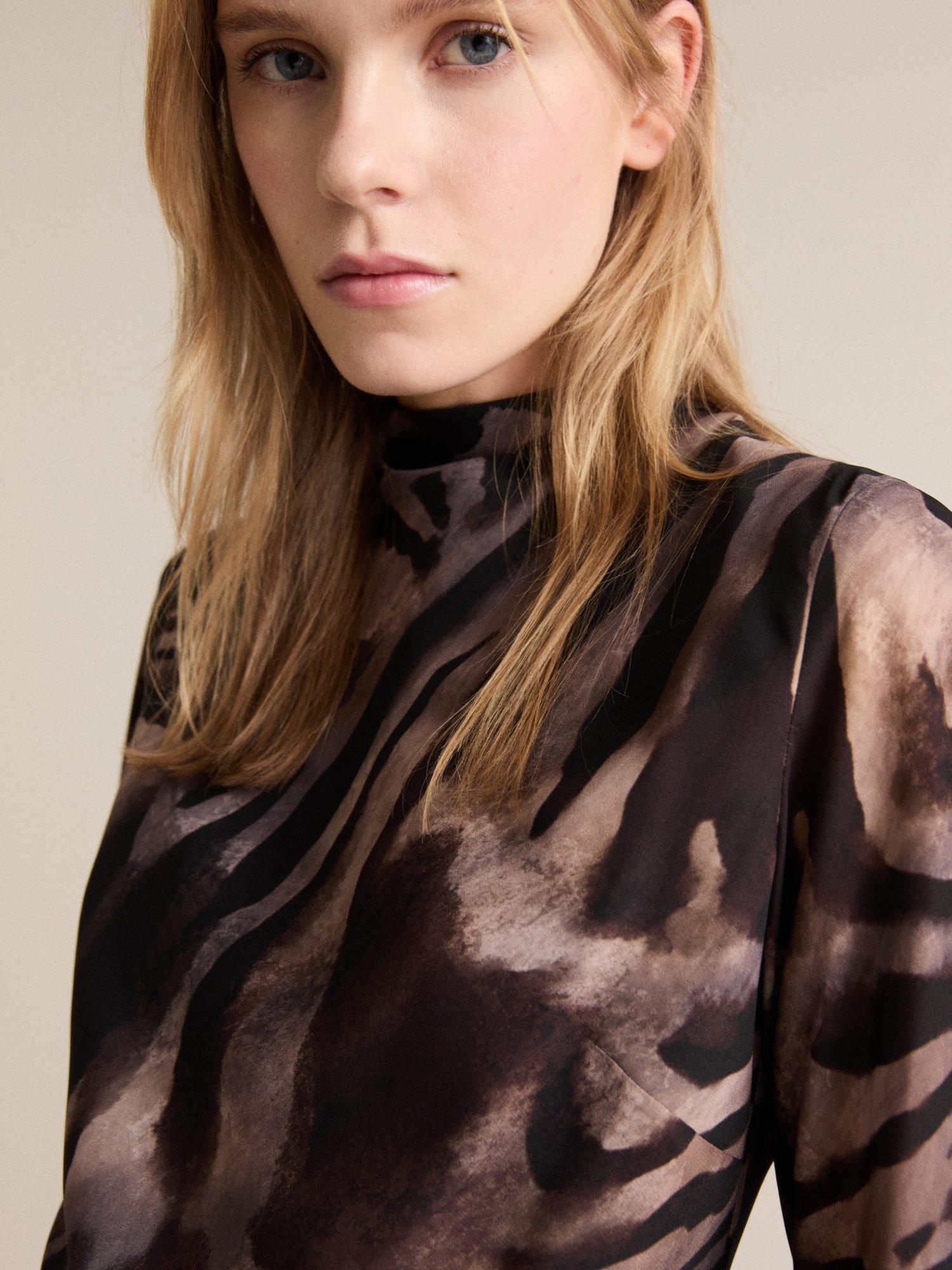 Product image 6 of 8, which shows Mango Martina Zebra Print Mini Dress, Brown/Multi, 10