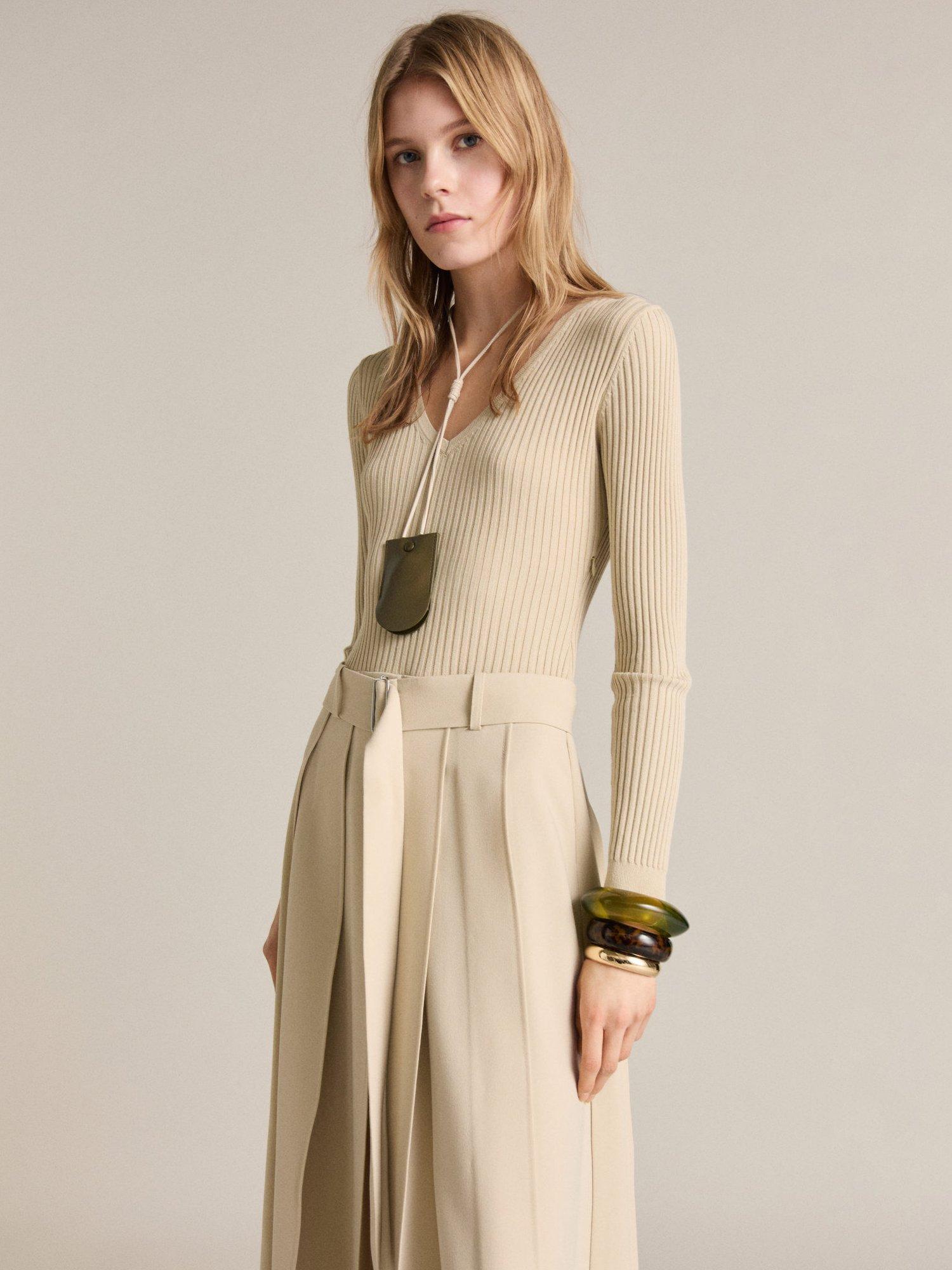 Product image 1 of 7, which shows Mango Paris Belted Combined Dress, Cream, 12