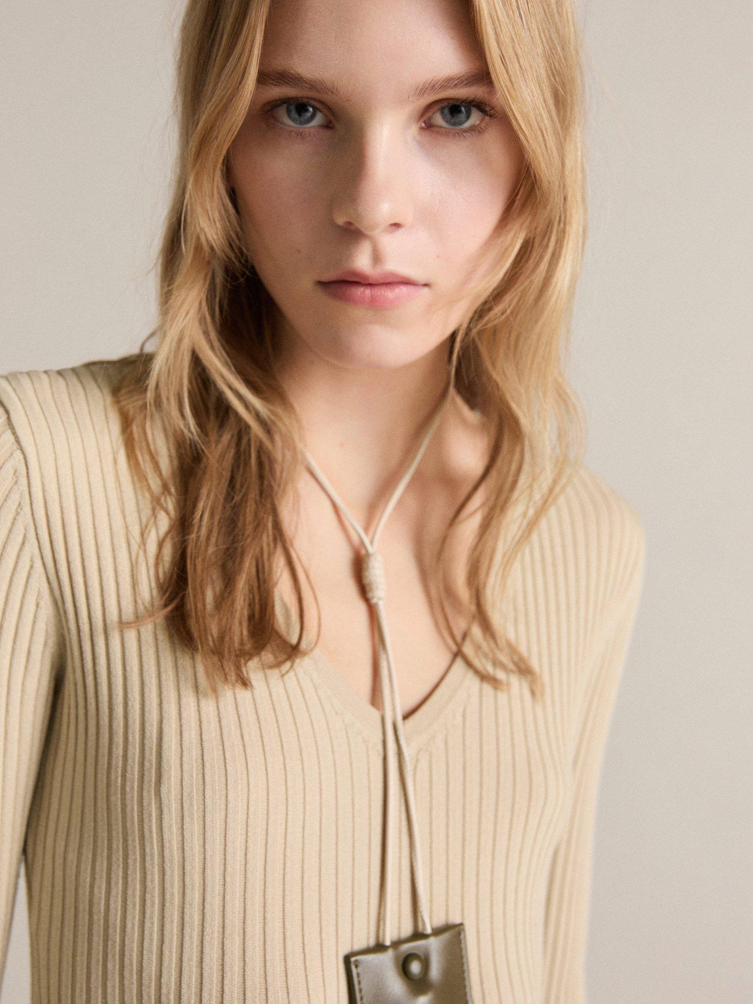 Product image 6 of 7, which shows Mango Paris Belted Combined Dress, Cream, 12