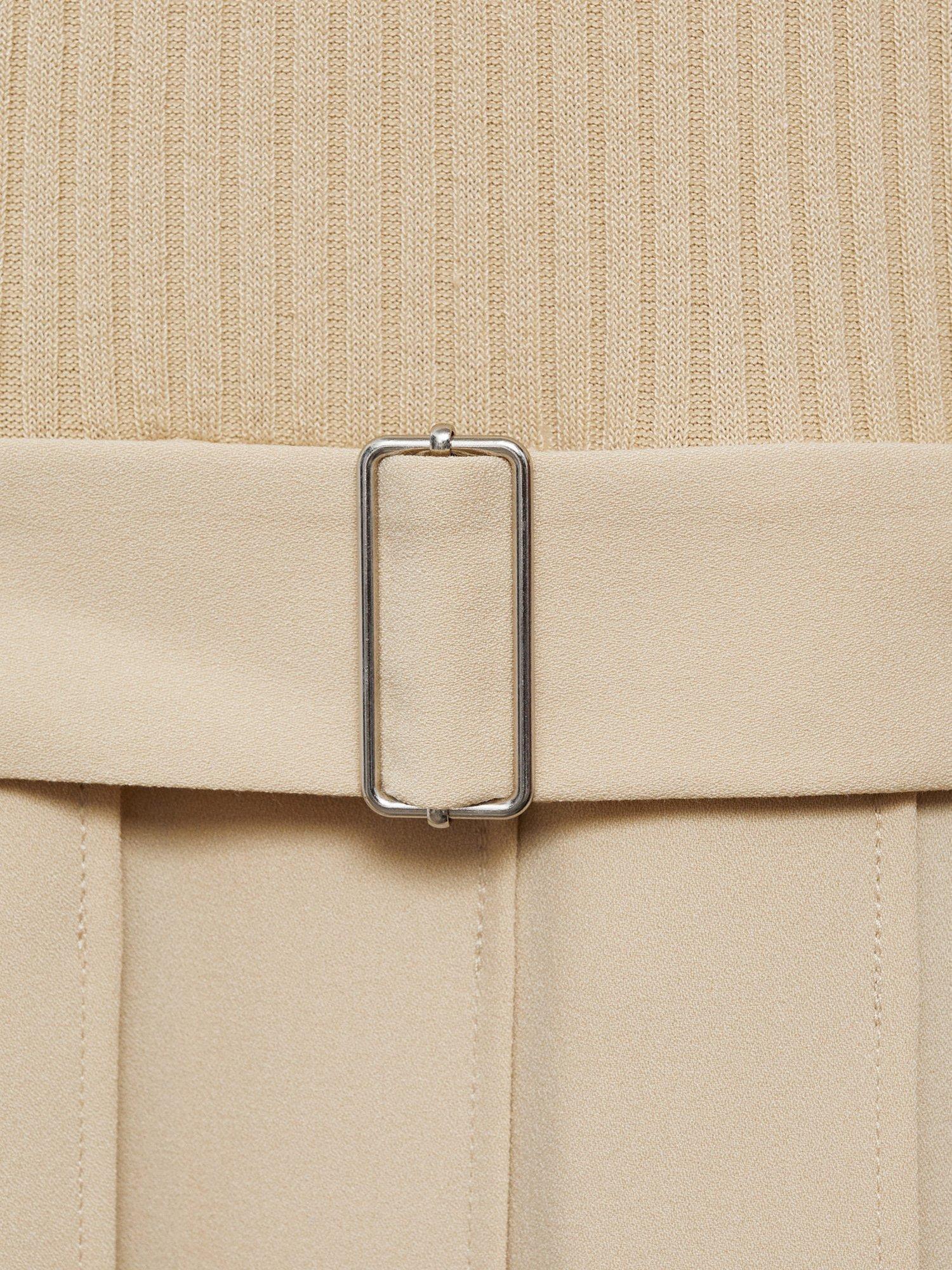 Product image 7 of 7, which shows Mango Paris Belted Combined Dress, Cream, 12