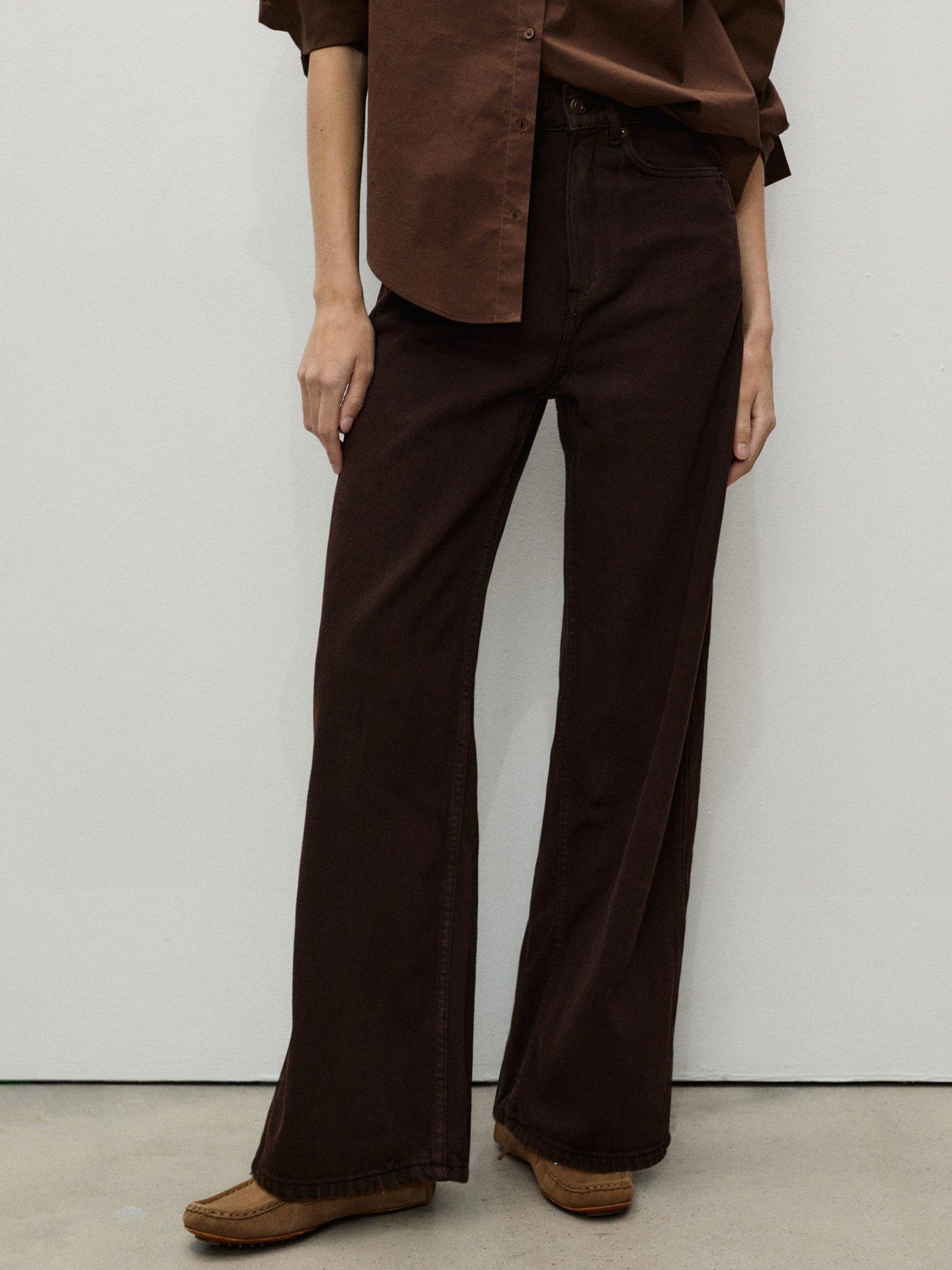 Product image 1 of 7, which shows Mango Camilla High-Rise Cotton Denim Balloon Jeans, Dark Brown, 10