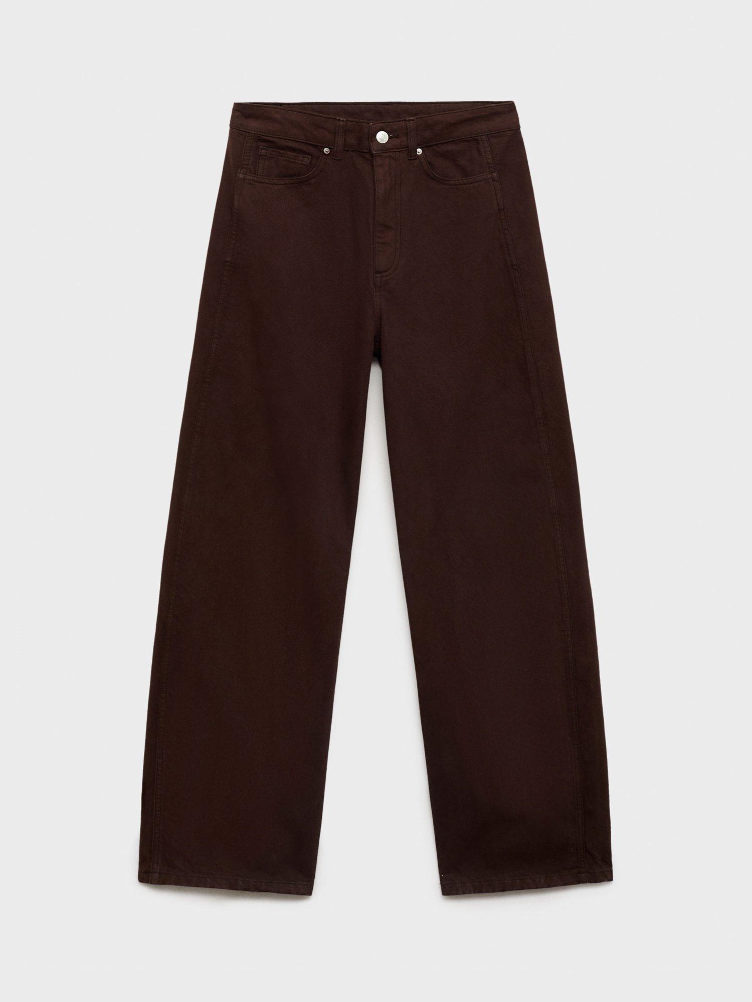 Product image 3 of 7, which shows Mango Camilla High-Rise Cotton Denim Balloon Jeans, Dark Brown, 10