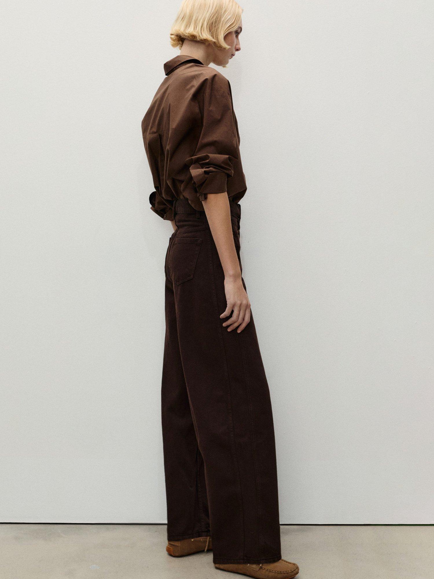 Product image 6 of 7, which shows Mango Camilla High-Rise Cotton Denim Balloon Jeans, Dark Brown, 10