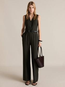 Mango Yolan Pinstripe Belted Jumpsuit, Green - view 2, Green