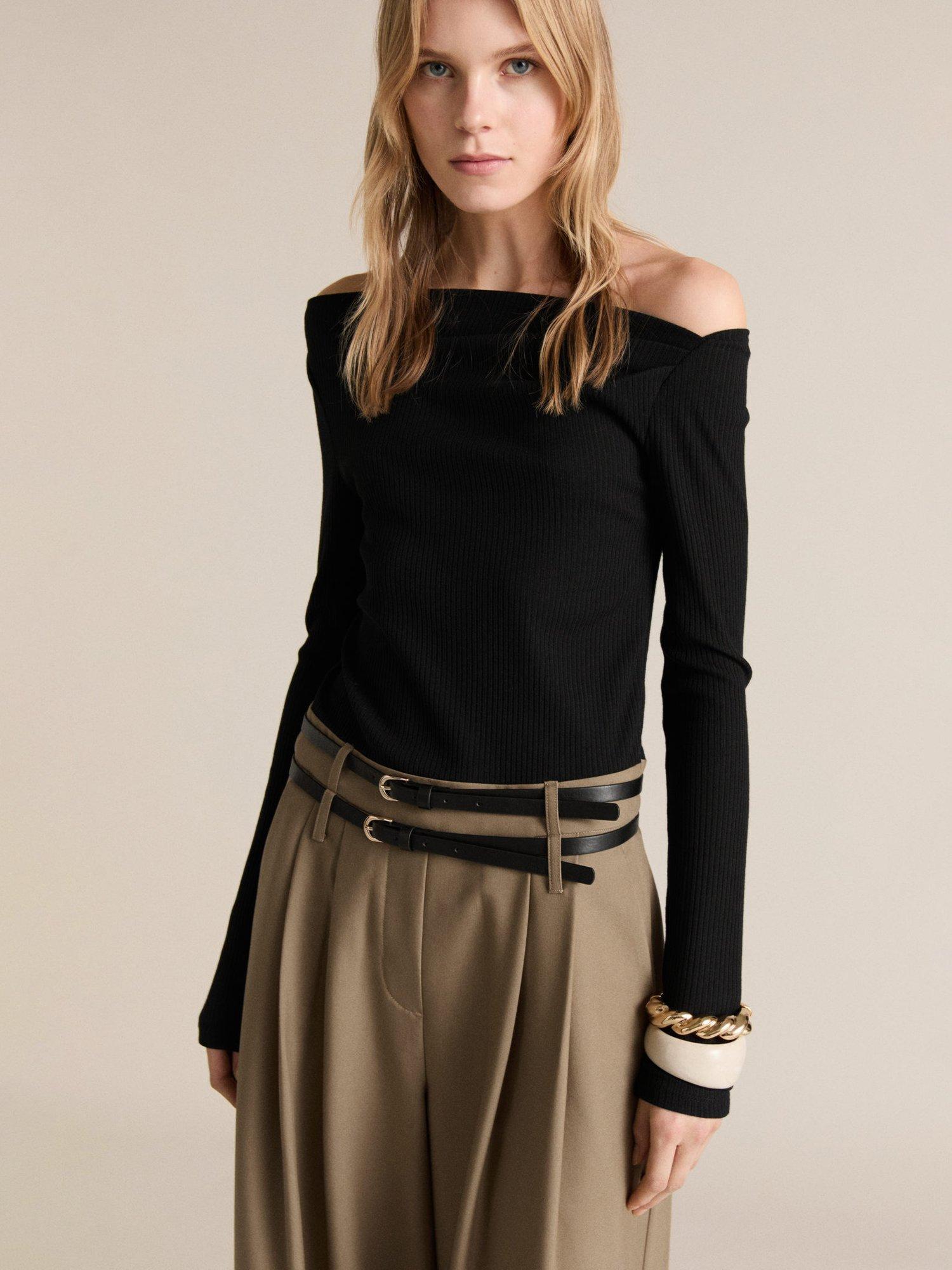 Product image 1 of 6, which shows Mango Wallis Asymmetric Belted Jumpsuit, Black/Beige, L