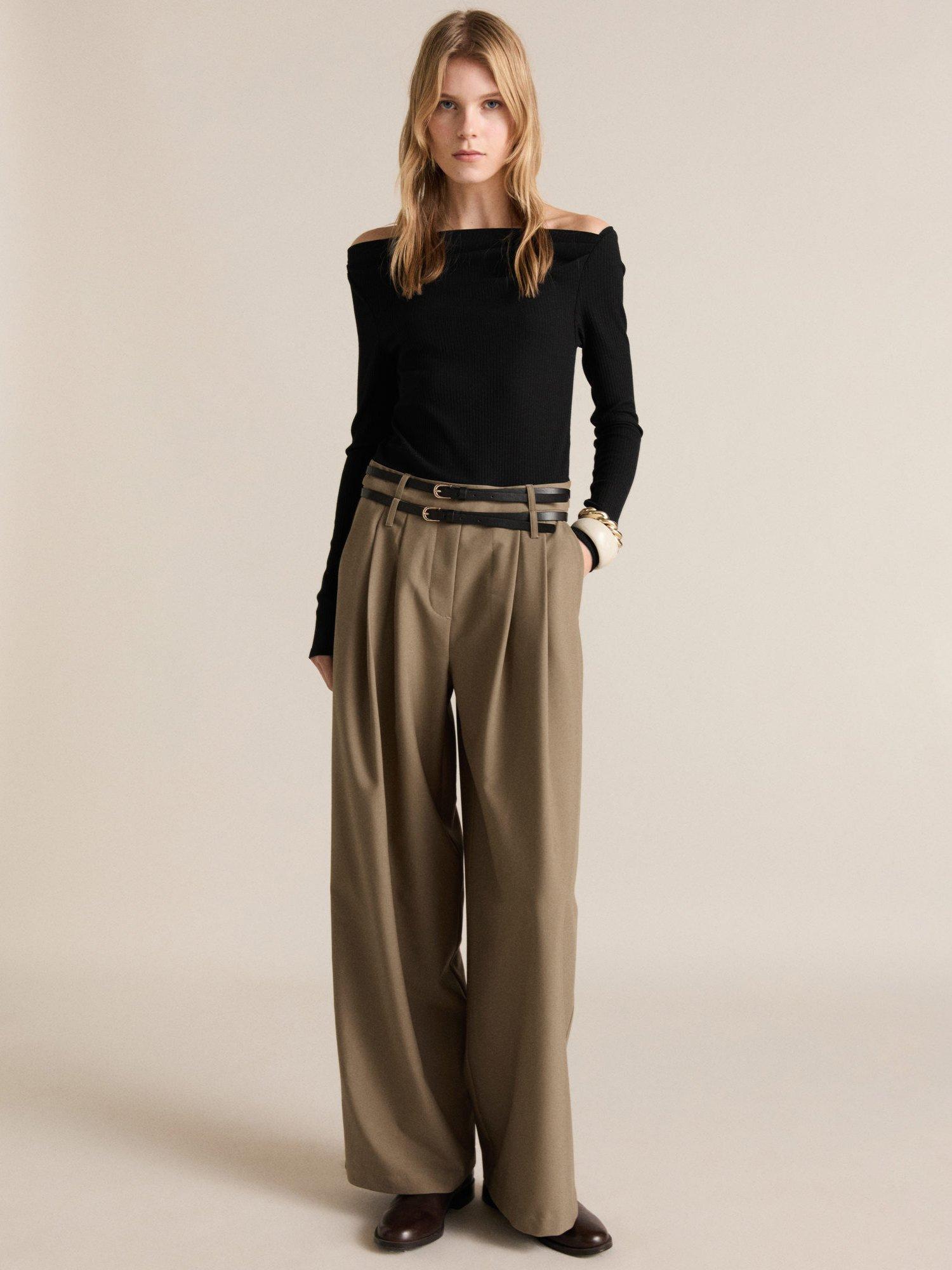Product image 2 of 6, which shows Mango Wallis Asymmetric Belted Jumpsuit, Black/Beige, L