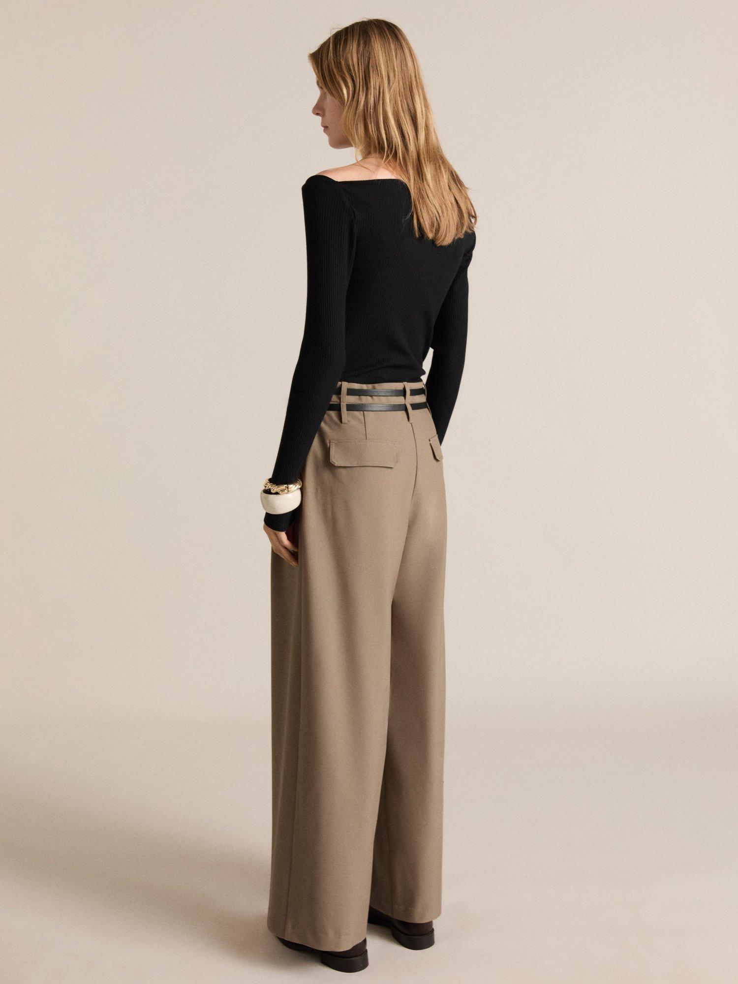 Product image 4 of 6, which shows Mango Wallis Asymmetric Belted Jumpsuit, Black/Beige, L