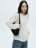 Mango Jackie Mao Neckline Puffed Sleeve Blouse, Natural White