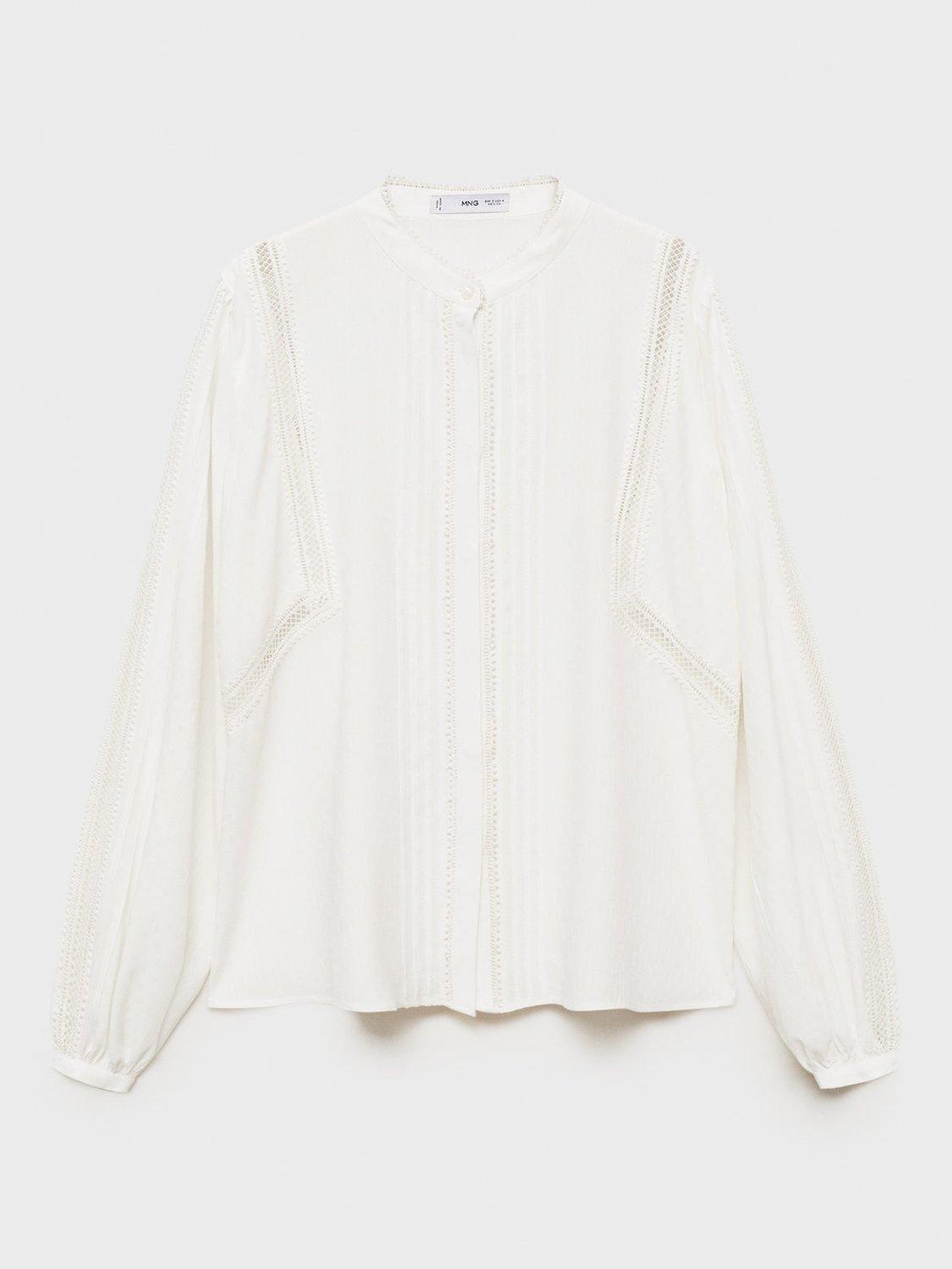 Product image 3 of 7, which shows Mango Jackie Mao Neckline Puffed Sleeve Blouse, Natural White, 10