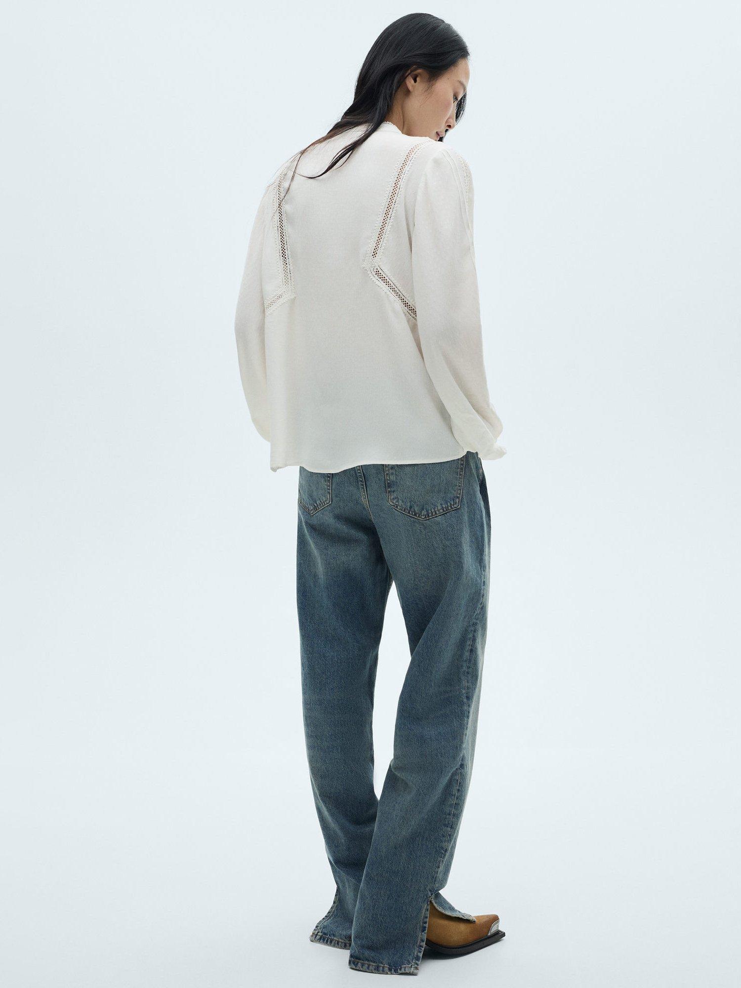 Product image 4 of 7, which shows Mango Jackie Mao Neckline Puffed Sleeve Blouse, Natural White, 10