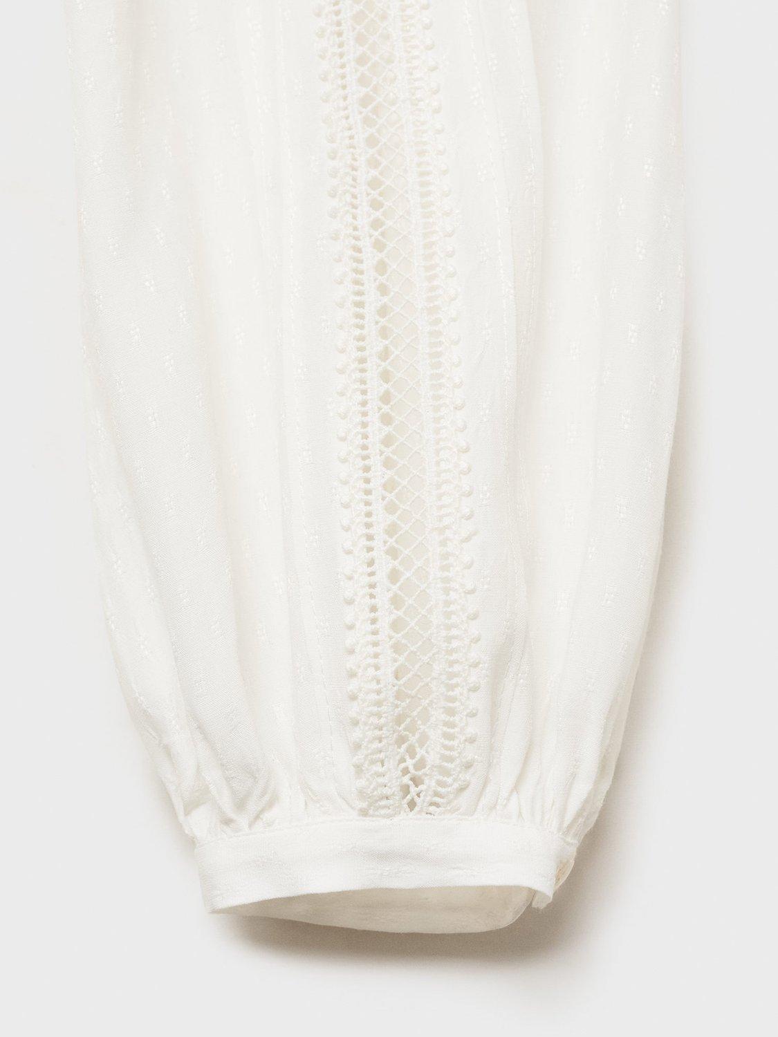 Product image 5 of 7, which shows Mango Jackie Mao Neckline Puffed Sleeve Blouse, Natural White, 10