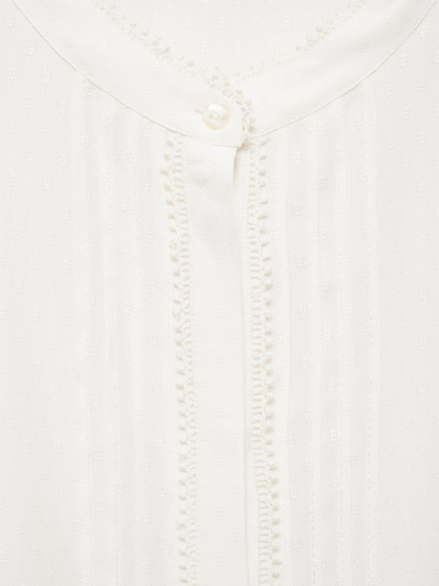 Product image 7 of 7, which shows Mango Jackie Mao Neckline Puffed Sleeve Blouse, Natural White, 10