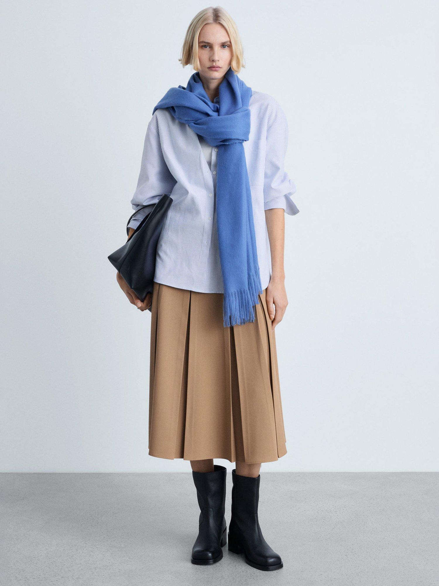 Product image 2 of 7, which shows Mango Juany Striped Long Sleeve Cotton Shirt, Blue, 10