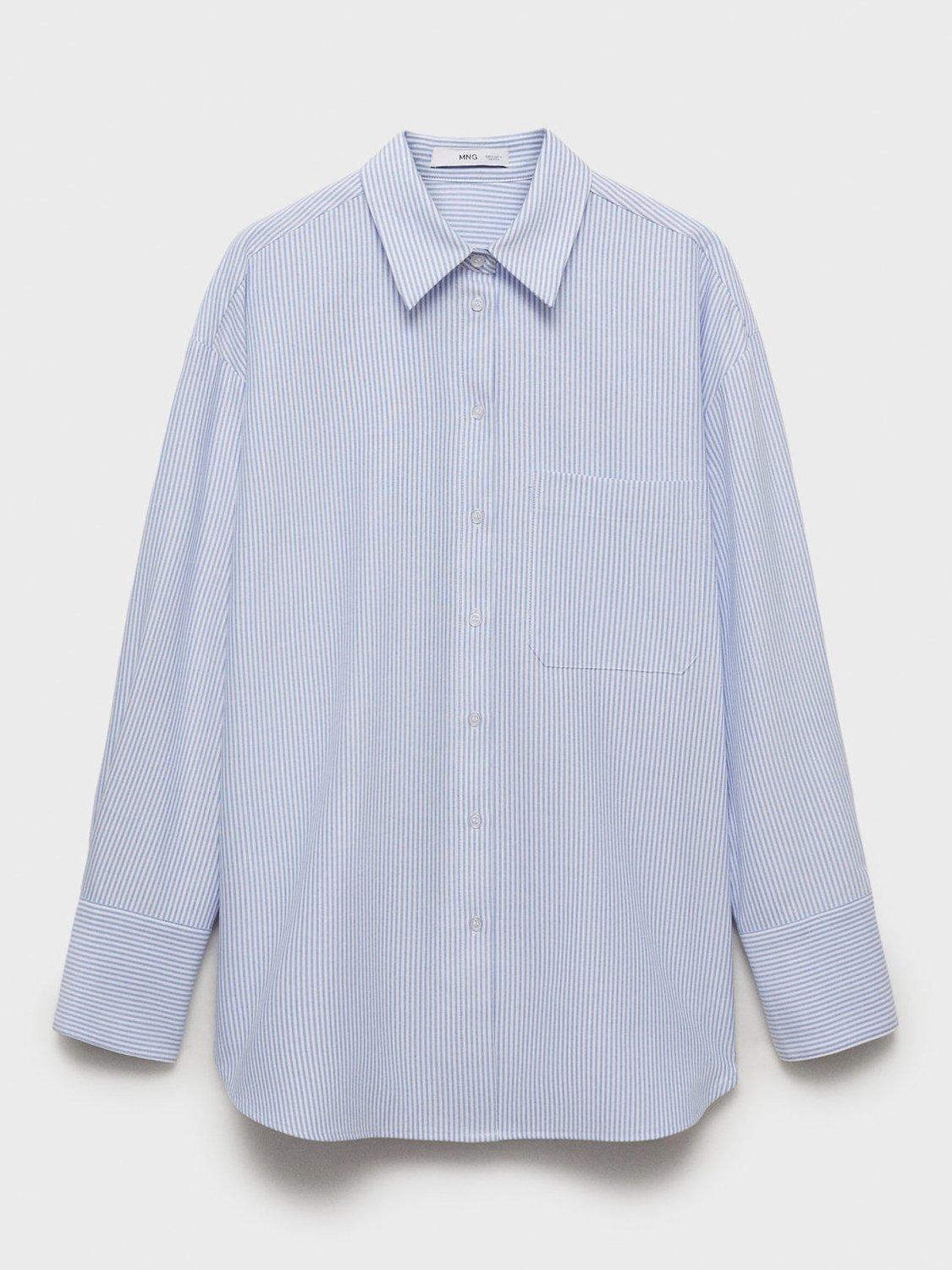 Product image 3 of 7, which shows Mango Juany Striped Long Sleeve Cotton Shirt, Blue, 10