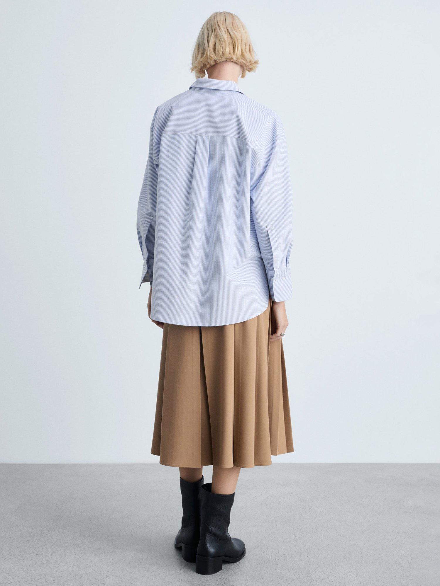 Product image 4 of 7, which shows Mango Juany Striped Long Sleeve Cotton Shirt, Blue, 10