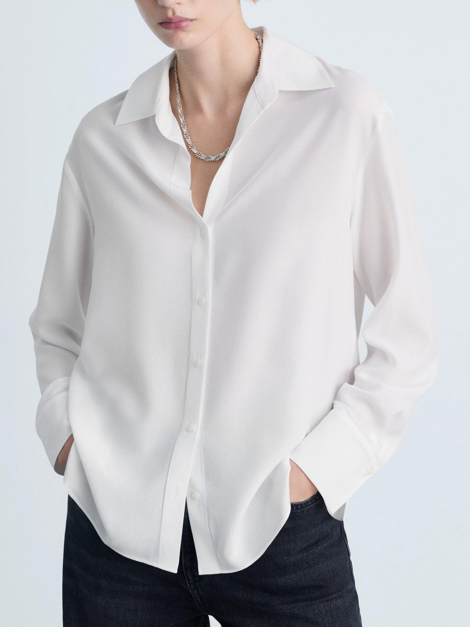 Product image 1 of 8, which shows Mango Lima Shirt, Natural White, 10