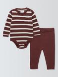 John Lewis Baby Stripe Long Sleeve Bodysuit and Leggings Set, Burgundy