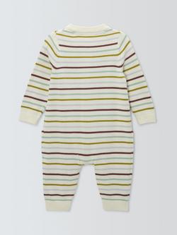 John Lewis Baby Knitted Stripe Romper, Multi - view 2, Multi