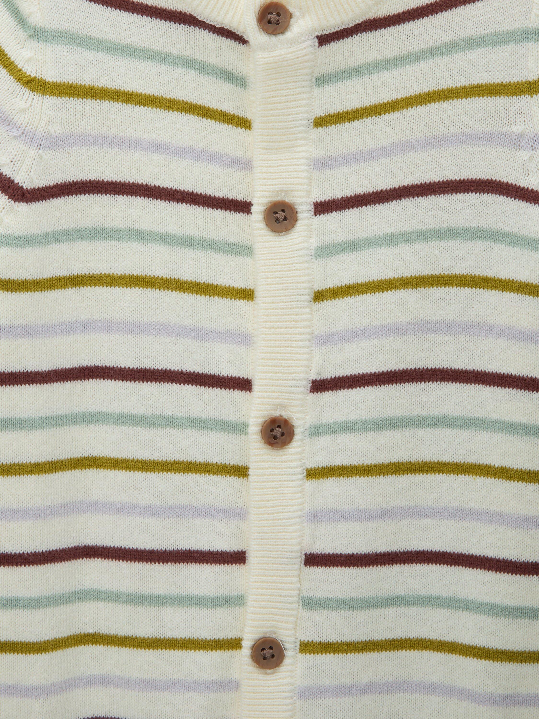 Product image 3 of 3, which shows John Lewis Baby Knitted Stripe Romper, Multi, Newborn