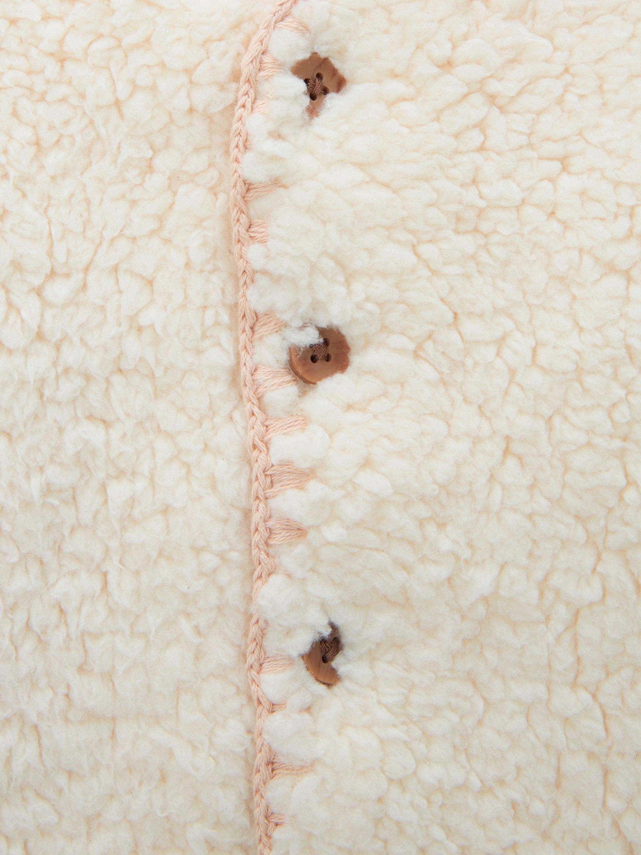 Product image 3 of 3, which shows John Lewis Baby Borg Cardigan, Neutral, Newborn
