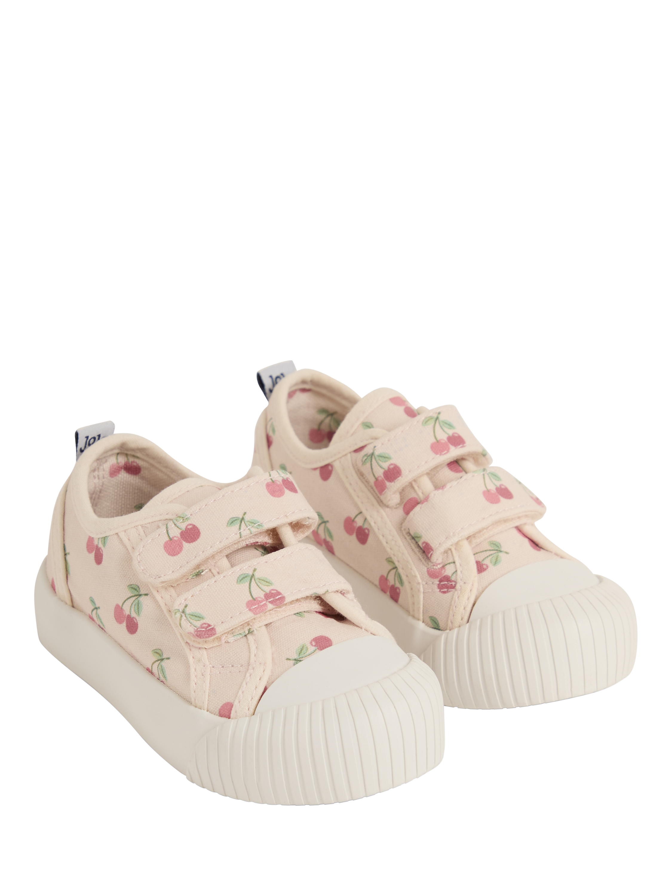 Product image 2 of 4, which shows JoJo Maman Bébé Kids' Cherry Canvas Pumps, Natural/Cherry, EU20