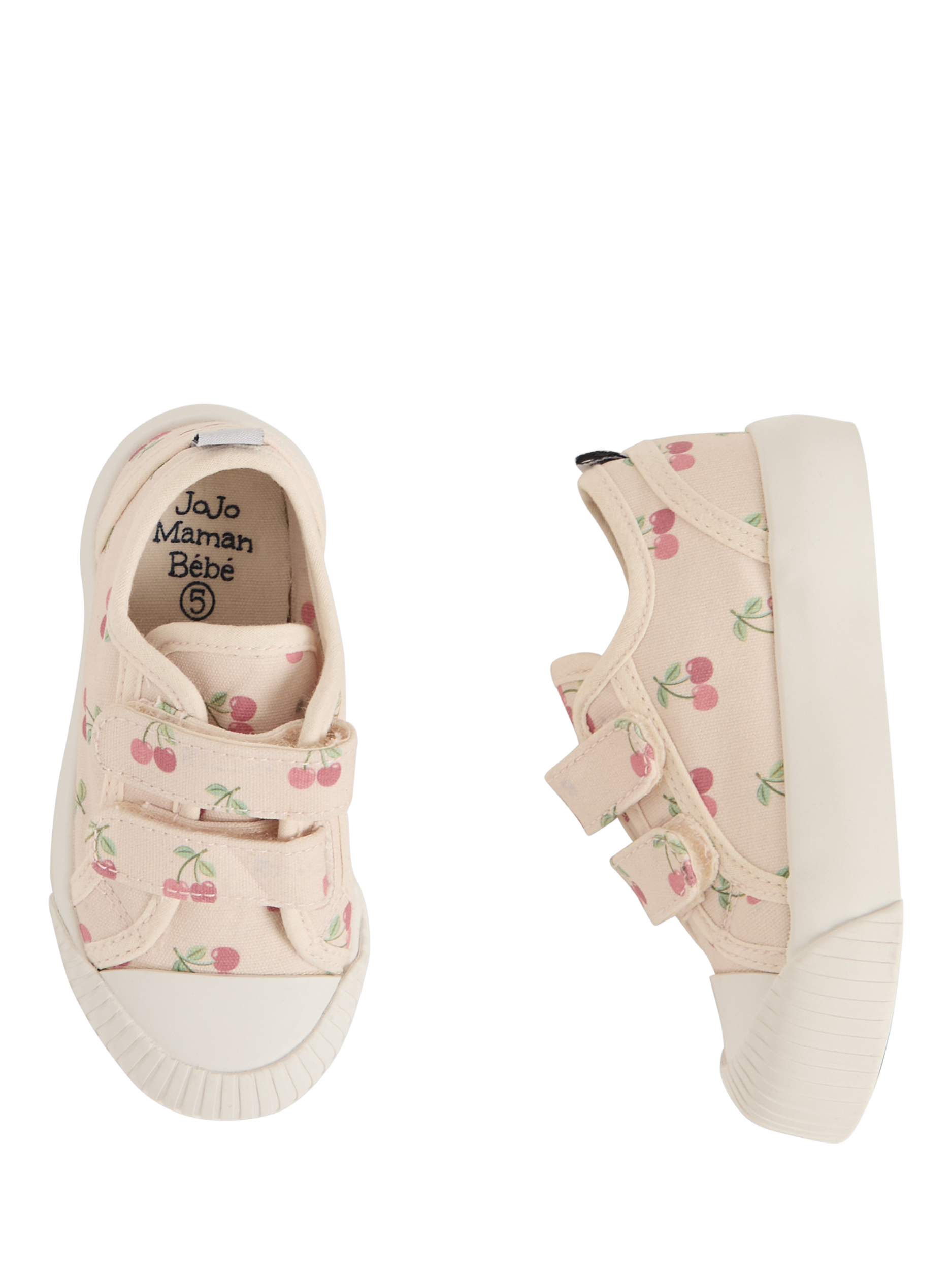 Product image 3 of 4, which shows JoJo Maman Bébé Kids' Cherry Canvas Pumps, Natural/Cherry, EU20