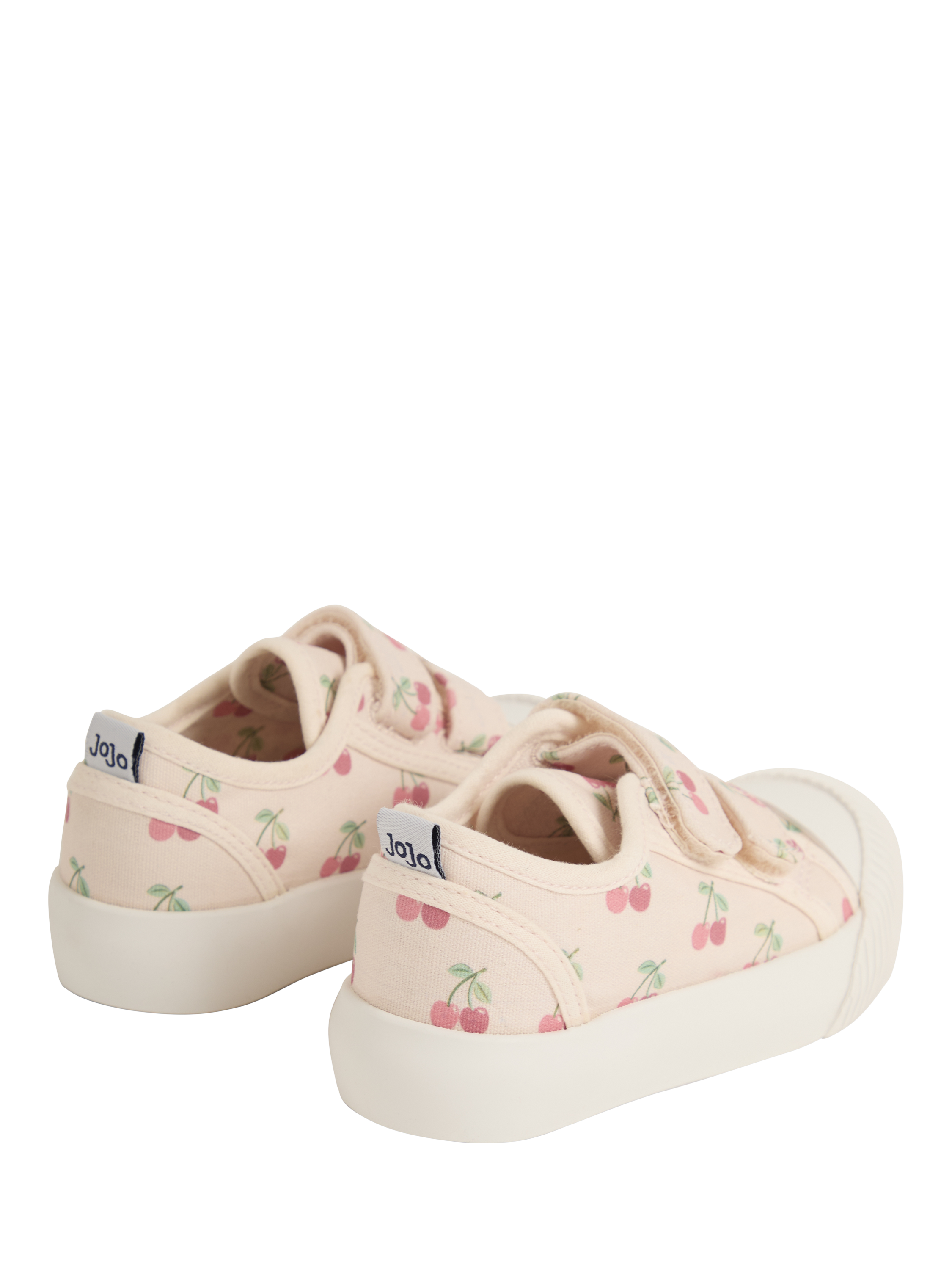 Product image 4 of 4, which shows JoJo Maman Bébé Kids' Cherry Canvas Pumps, Natural/Cherry, EU20