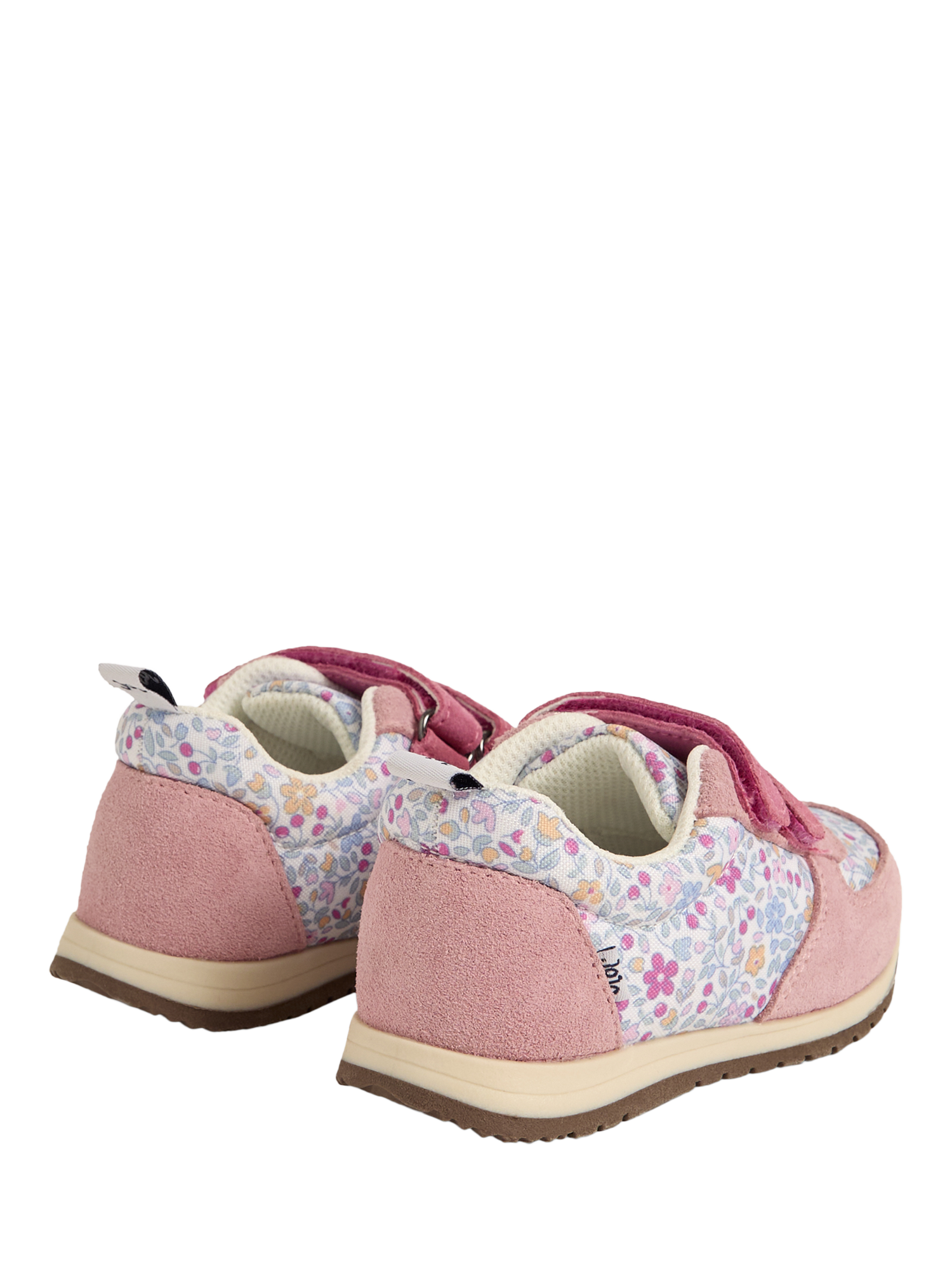 Product image 4 of 4, which shows JoJo Maman Bébé Kids' Ditsy Colourblock Riptape Trainers, Pink/Multi, EU22