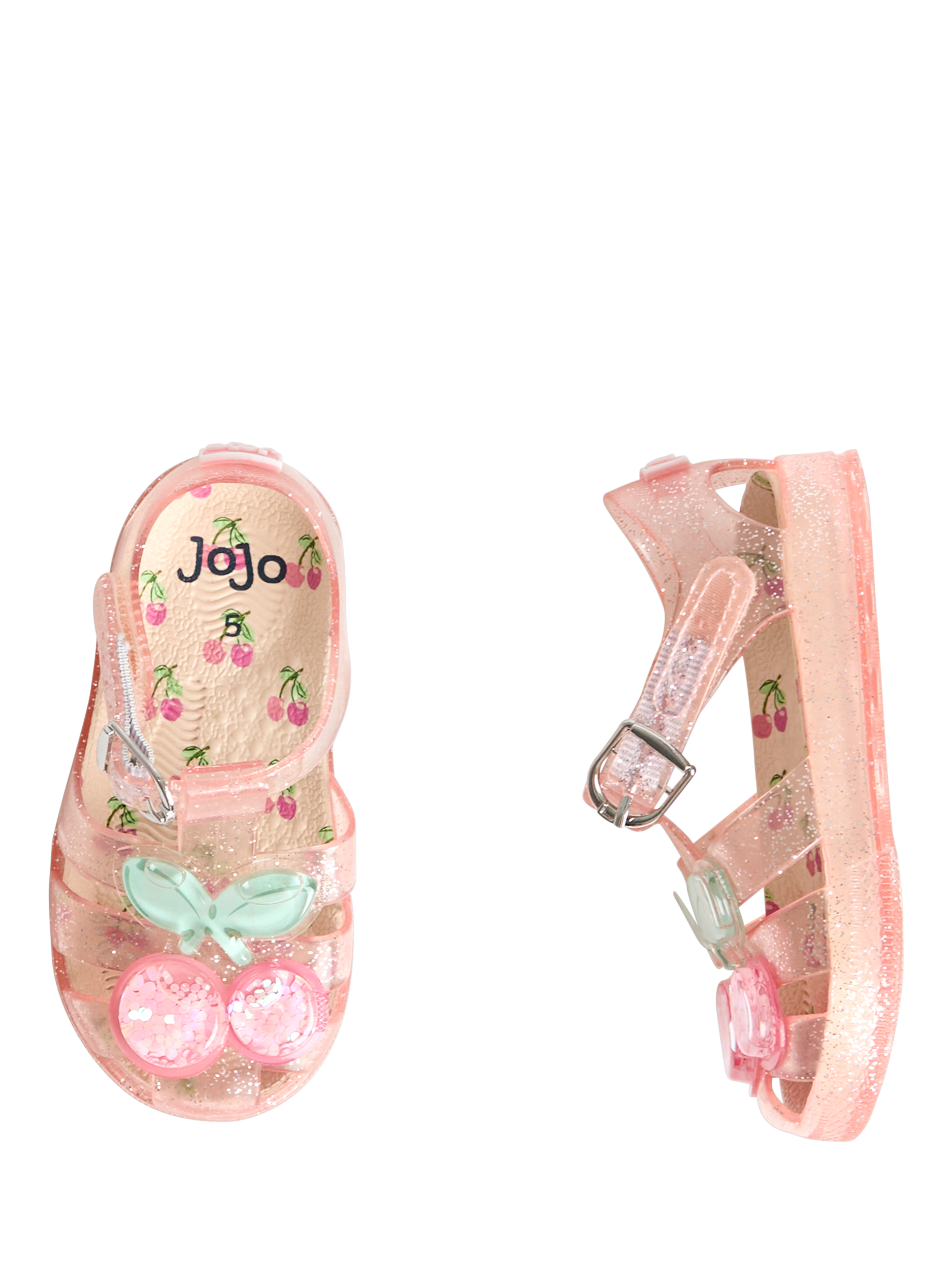 Product image 3 of 4, which shows JoJo Maman Bébé Kids' Cherry Jelly Sandals, Pink, EU21