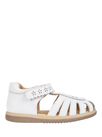 JoJo Maman Bébé Pretty Leather Closed Toe Sandals, White, White