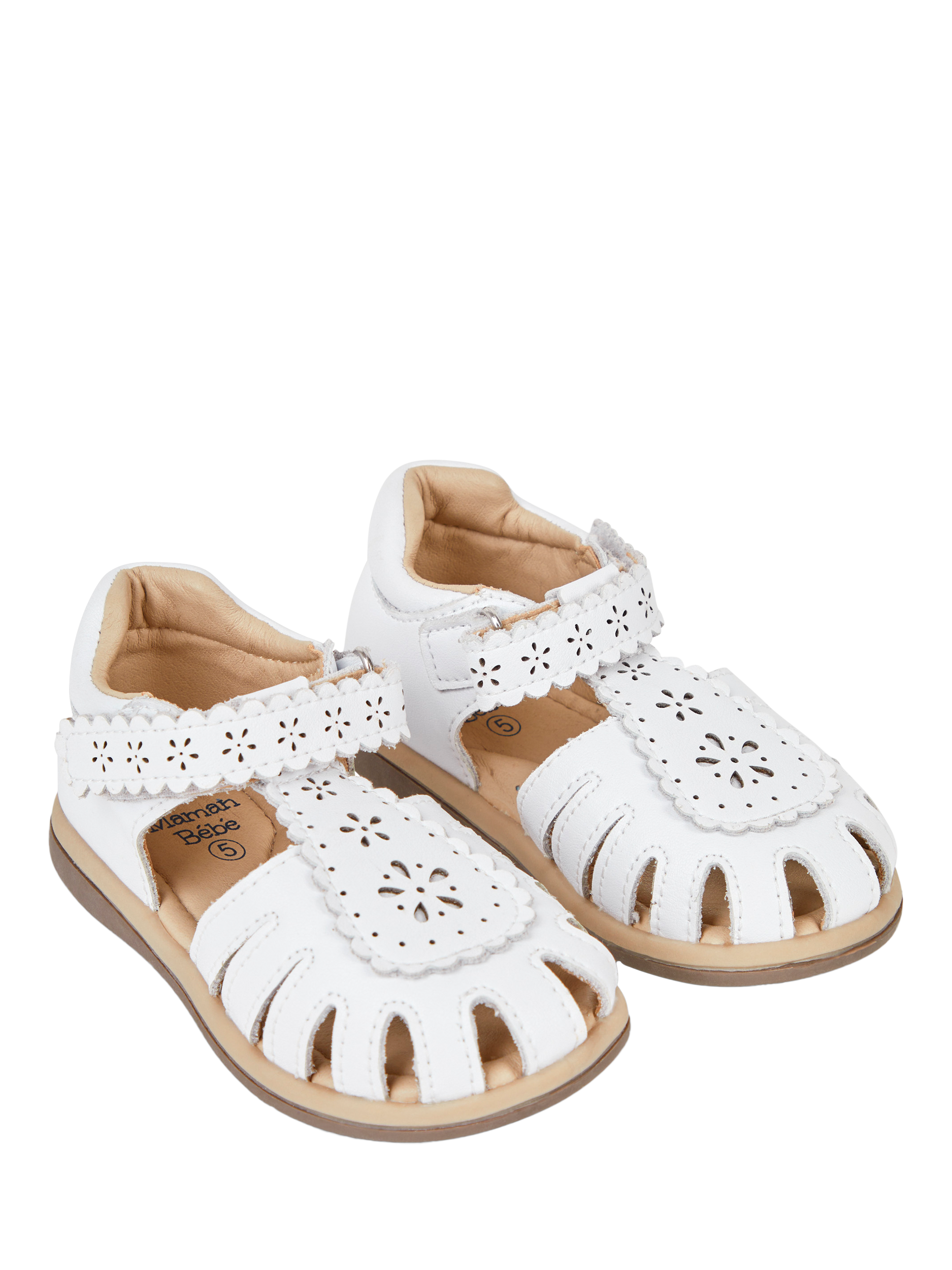 Product image 2 of 4, which shows JoJo Maman Bébé Pretty Leather Closed Toe Sandals, White, EU21