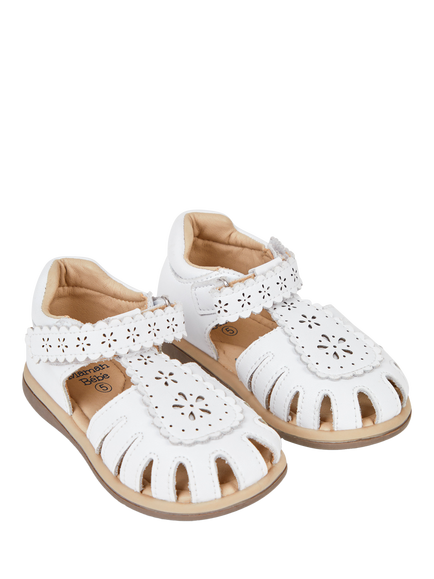 JoJo Maman Bébé Pretty Leather Closed Toe Sandals, White - view 2, White