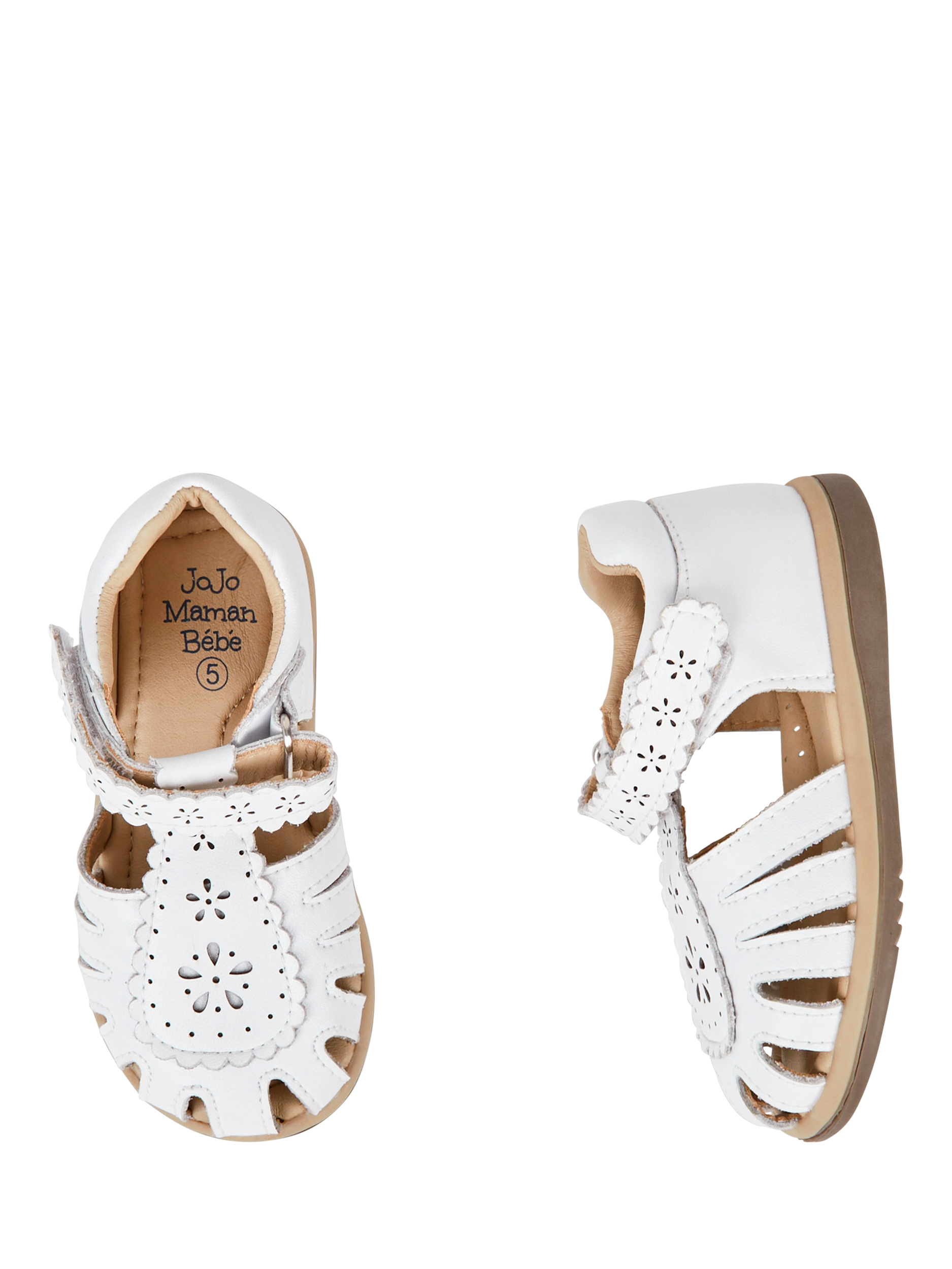 Product image 3 of 4, which shows JoJo Maman Bébé Pretty Leather Closed Toe Sandals, White, EU21
