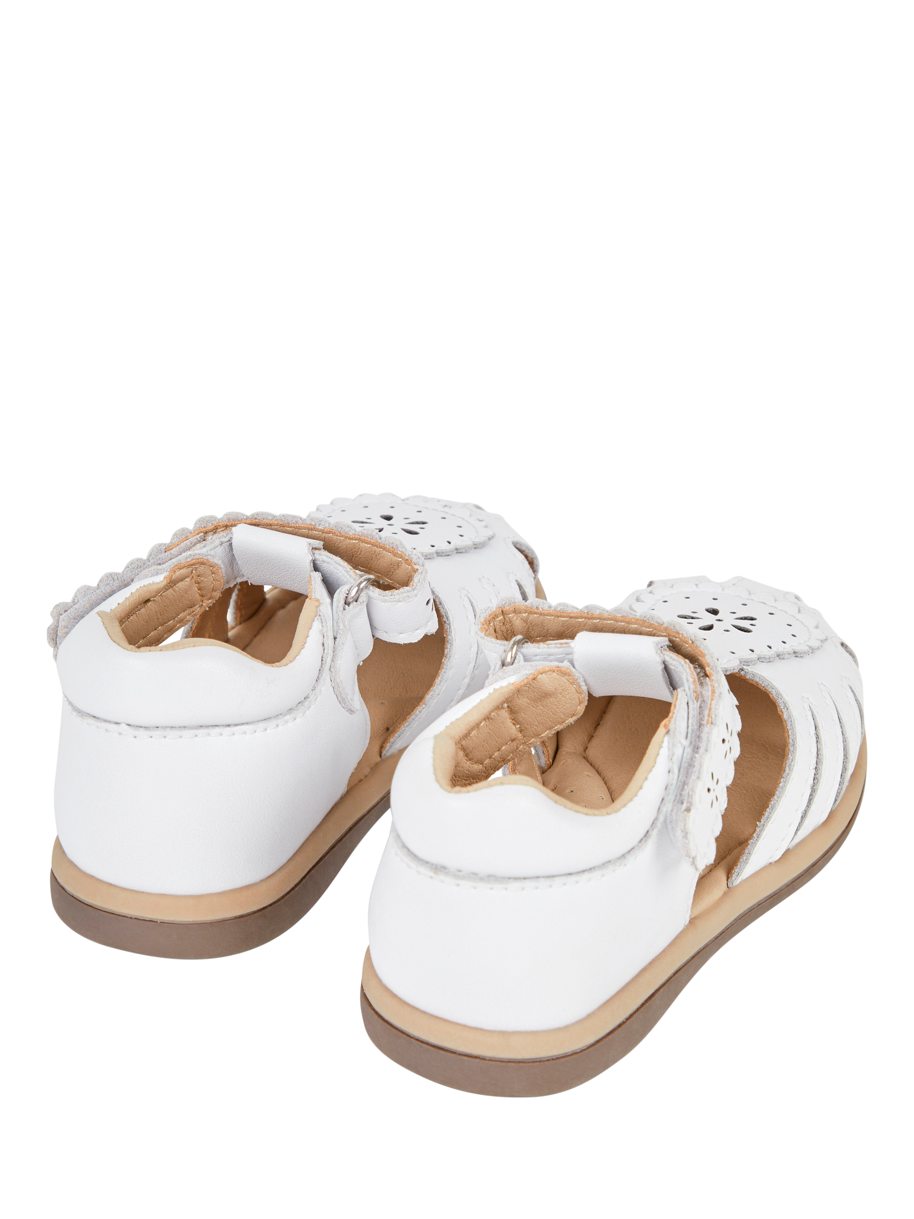 Product image 4 of 4, which shows JoJo Maman Bébé Pretty Leather Closed Toe Sandals, White, EU21