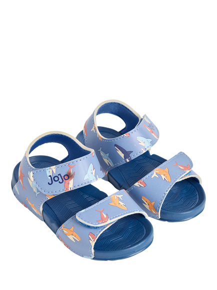 JoJo Maman Bébé Kids' Shark Pattern Sandals, Blue - view 2, Blue